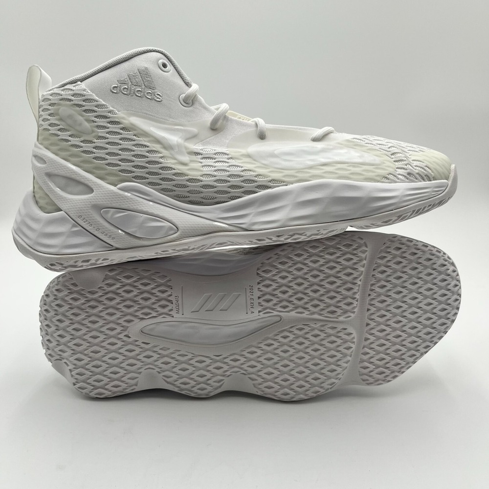 Adidas Exhibit A Mid Mens 8.5 White Crystal Basketball Shoes Sneakers NEW NIB - Picture 7 of 10